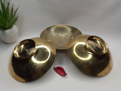 Decorative Handcrafted Floral Brass Ritual Prayer Offering Bowl,Handmade Brass Bowl  with Flower Embossed Design,Brass Altar Decor/Bowl