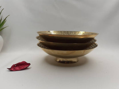 Decorative Handcrafted Floral Brass Ritual Prayer Offering Bowl,Handmade Brass Bowl  with Flower Embossed Design,Brass Altar Decor/Bowl