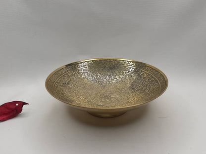 Decorative Handcrafted Floral Brass Ritual Prayer Offering Bowl,Handmade Brass Bowl  with Flower Embossed Design,Brass Altar Decor/Bowl