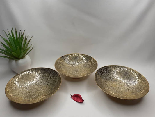 Decorative Handcrafted Floral Brass Ritual Prayer Offering Bowl,Handmade Brass Bowl  with Flower Embossed Design,Brass Altar Decor/Bowl