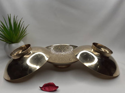 Decorative Handcrafted Floral Brass Ritual Prayer Offering Bowl,Handmade Brass Bowl  with Flower Embossed Design,Brass Altar Decor/Bowl