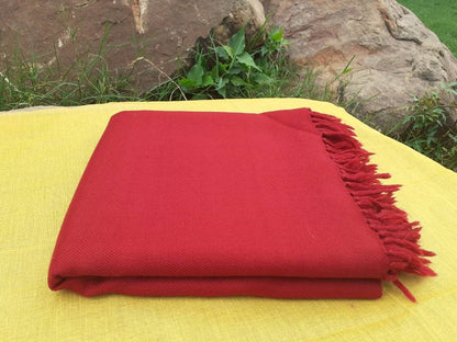 AMITABHA Handwoven Red Himalayan Sheep Wool Tibetan Buddhist Meditation Shawl,Indian Prayer Scarf,Himalayan Wool Lama Wrap,Buddhist Zen