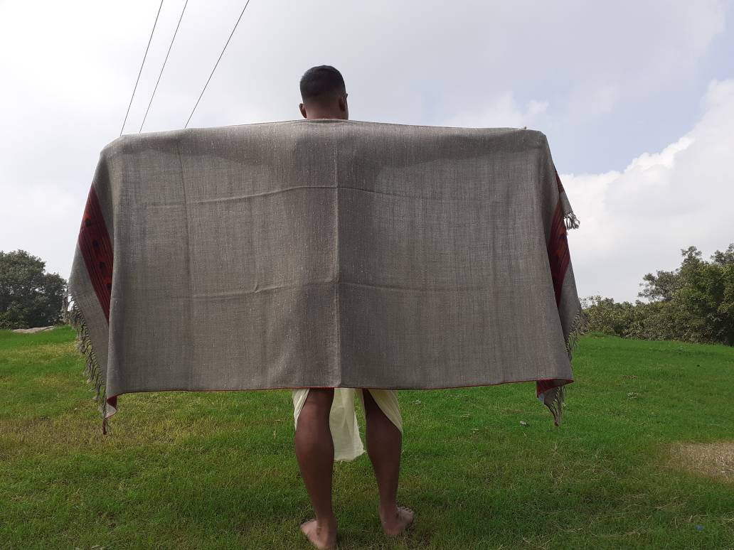 PUSHKAR Handwoven Pure Himalayan Yak Wool Prayer Shawl,Ethnic Indian Yak Wool Meditation Wrap,Tibetan Yak Wool Zen,Himalayan Yak Scarf
