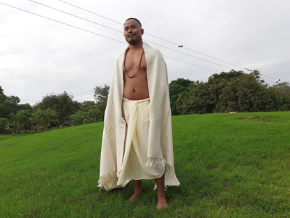 RISHI X-Large Handspun And Handwoven Sheep Wool Meditation Shawl,Himalayan Prayer Blanket,Himalayan Wool,Kullu Shawl,Handmade Indian Shawl