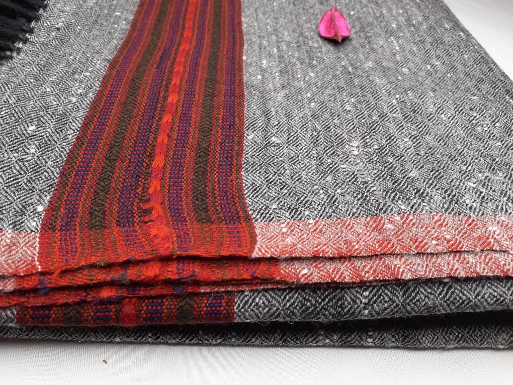 KEDARNATH X-Large Handwoven Pure Himalayan Yak Wool Prayer Blanket,Ethnic DesignYak Wool Meditation Shawl,Himalayan Yak Wool Prayer Wrap/Zen