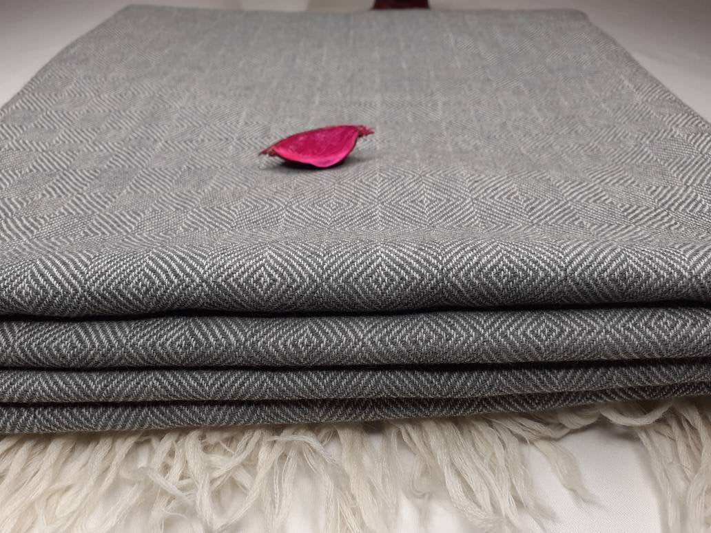 SURYA X-Large Handwoven Grey Plain Himalayan Sheep Wool Meditation Shawl,Himalayan Prayer Zen,Wool Prayer Wrap,Ethnic Indian Yoga Blanke