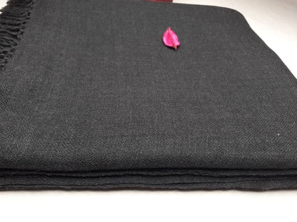 KAAL X-Large Handwoven Black Plain Himalayan Sheep Wool Meditation Shawl,Himalayan Prayer Blanket,Wool Prayer Wrap,Ethnic Indian YogaBlanket