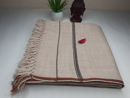 AGNI Large Handwoven Beige Color Yogi Himalayan Sheep Wool Meditation Shawl,Ethnic Indian Yoga Wrap,Himalayan Wool Prayer Zen,Kullu Shawl
