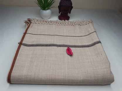 AGNI Large Handwoven Beige Color Yogi Himalayan Sheep Wool Meditation Shawl,Ethnic Indian Yoga Wrap,Himalayan Wool Prayer Zen,Kullu Shawl