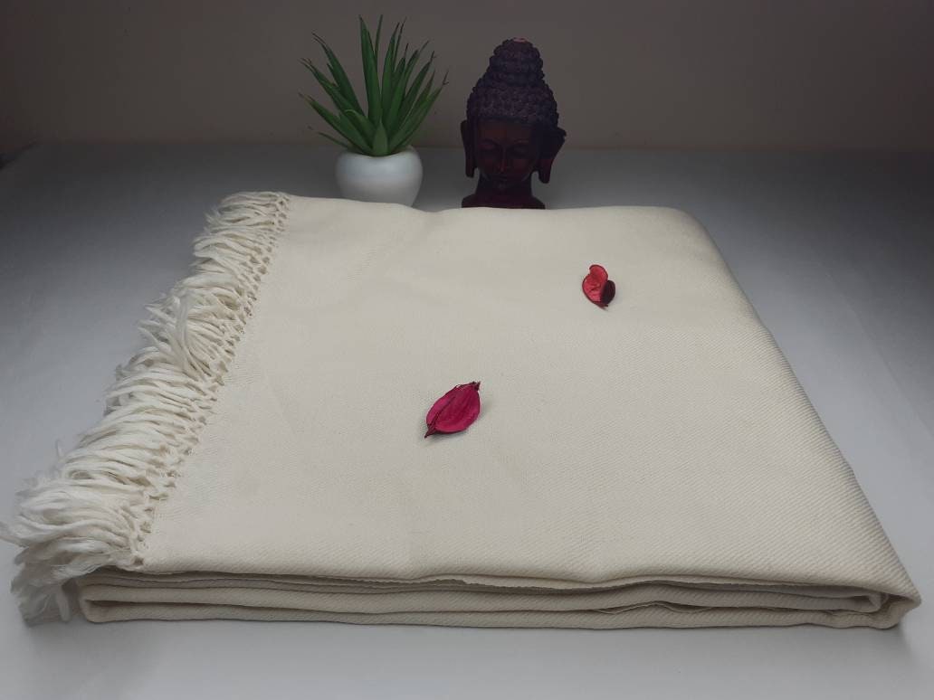 BRAHMA X-Large 'Yogi' Handwoven Pure Himalayan Sheep Wool Meditation Shawl,Himalayan Prayer Blanket,Himalayan Wool,Handmade Indian Yoga Wrap
