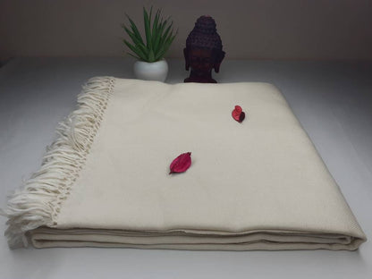 BRAHMA X-Large 'Yogi' Handwoven Pure Himalayan Sheep Wool Meditation Shawl,Himalayan Prayer Blanket,Himalayan Wool,Handmade Indian Yoga Wrap