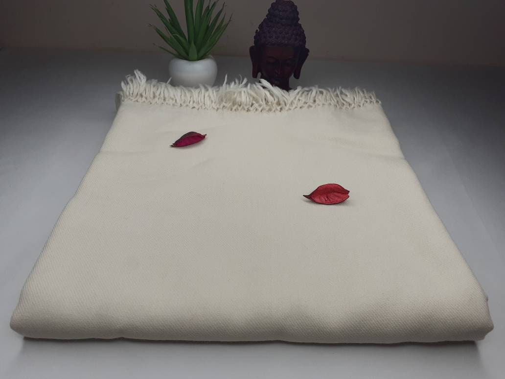 BRAHMA X-Large 'Yogi' Handwoven Pure Himalayan Sheep Wool Meditation Shawl,Himalayan Prayer Blanket,Himalayan Wool,Handmade Indian Yoga Wrap