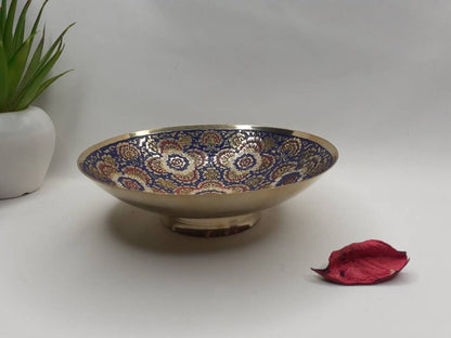 Decorative Handcrafted Floral Brass Ritual Prayer Offering Bowl,Handmade Brass Bowl  with Flower Embossed Design,Brass Altar Decor/Bowl