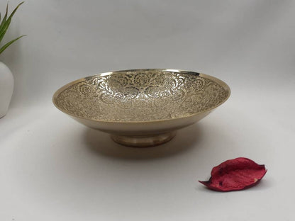 Decorative Handcrafted Floral Brass Ritual Prayer Offering Bowl,Handmade Brass Bowl  with Flower Embossed Design,Brass Altar Decor/Bowl