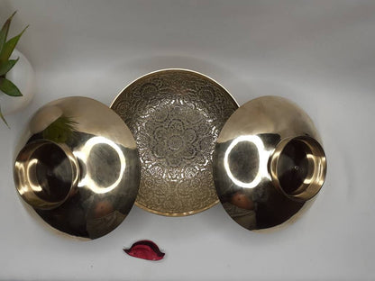 Decorative Handcrafted Floral Brass Ritual Prayer Offering Bowl,Handmade Brass Bowl  with Flower Embossed Design,Brass Altar Decor/Bowl