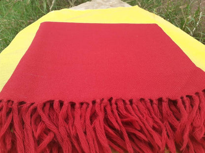 SHAKTI Handwoven Red Pure Himalaya Sheep Wool Buddhist Monk Meditation Shawl,Indian Prayer Scarf,Himalayan Wool Yoga Wrap,Buddhist Shawl/Zen