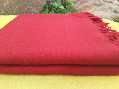 SHAKTI Handwoven Red Himalaya Sheep Wool Meditation Shawl,Ethnic Indian Blanket,Himalayan Wool Wrap,Indian Blanket,Handmade Indian Shawl