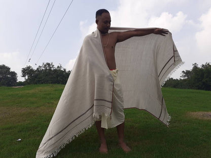 TRISHUL Large Handwoven Light Grey Himalayan Sheep Wool Meditation Shawl,Wool Indian Blanket,Handmade Prayer Wrap,Himalayan Wool Prayer Wrap