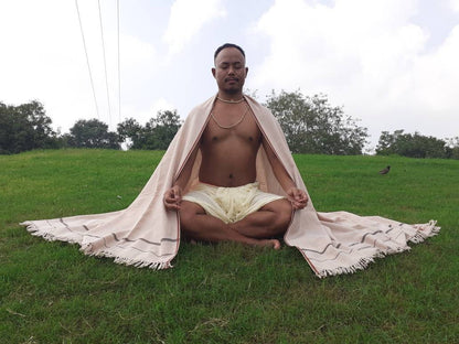AGNI Large Handwoven Beige Color Yogi Himalayan Sheep Wool Meditation Shawl,Ethnic Indian Yoga Wrap,Himalayan Wool Prayer Zen,Kullu Shawl