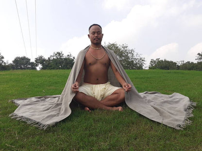 Rudra X-Large Handwoven Grey Plain PureHimalayan Sheep Wool Meditation Shawl,Himalayan Prayer Blanket,Wool Prayer Wrap,Ethnic Indian Blanket