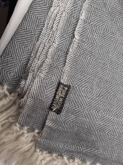 SURYA X-Large Handwoven Grey Plain Himalayan Sheep Wool Meditation Shawl,Himalayan Prayer Zen,Wool Prayer Wrap,Ethnic Indian Yoga Blanke