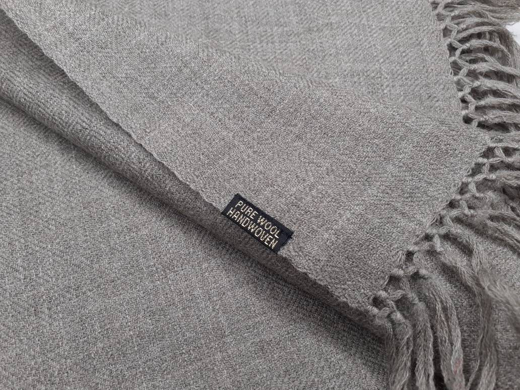 Rudra X-Large Handwoven Grey Plain PureHimalayan Sheep Wool Meditation Shawl,Himalayan Prayer Blanket,Wool Prayer Wrap,Ethnic Indian Blanket