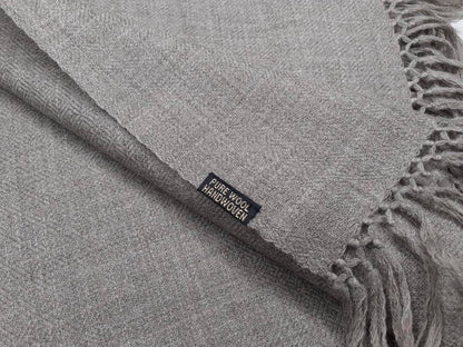 Rudra X-Large Handwoven Grey Plain PureHimalayan Sheep Wool Meditation Shawl,Himalayan Prayer Blanket,Wool Prayer Wrap,Ethnic Indian Blanket
