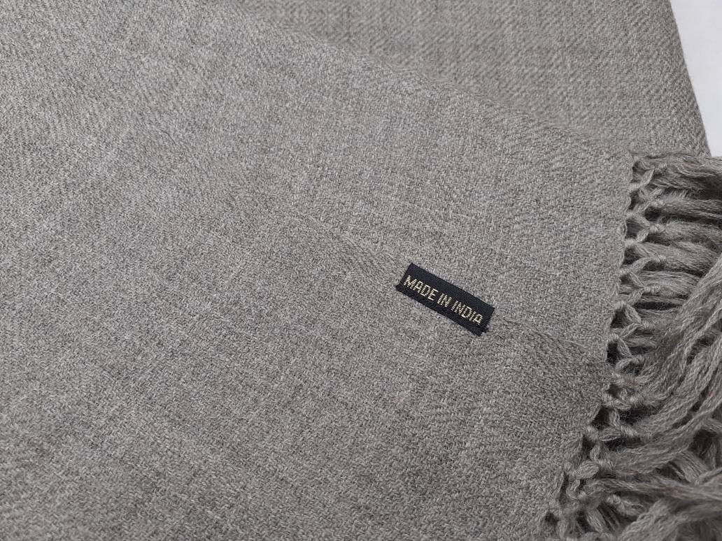 Rudra X-Large Handwoven Grey Plain PureHimalayan Sheep Wool Meditation Shawl,Himalayan Prayer Blanket,Wool Prayer Wrap,Ethnic Indian Blanket