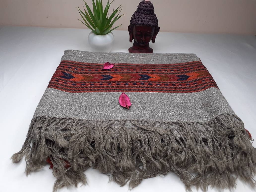 PUSHKAR Handwoven Pure Himalayan Yak Wool Prayer Shawl,Ethnic Indian Yak Wool Meditation Wrap,Tibetan Yak Wool Zen,Himalayan Yak Scarf