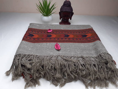 PUSHKAR Handwoven Pure Himalayan Yak Wool Prayer Shawl,Ethnic Indian Yak Wool Meditation Wrap,Tibetan Yak Wool Zen,Himalayan Yak Scarf