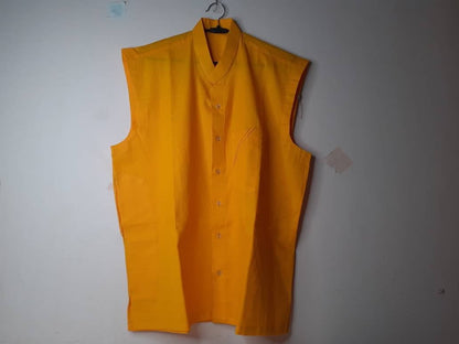 Organic Cotton Yellow Tibetan Buddhist Monk Yellow Shirt,Monk Blouse,Buddhist Monk Shirt,Nun Meditation Top,Temple clothing,Spiritual fabric