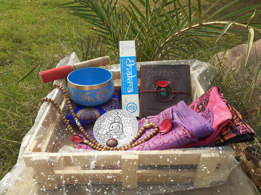 Throat Chakra Meditation Gift Box,Chakra Healing Kit,Sound Healing,Bowl Spiritual Gifts,Personalized Gift Box Self Care Self Love Kits