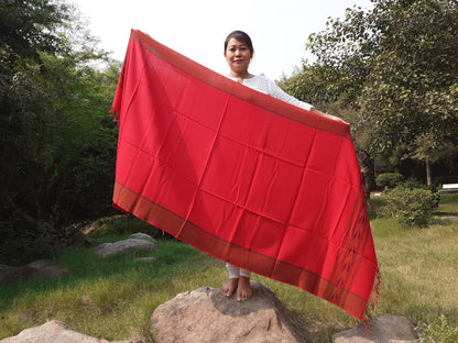 Red Handwoven Pure Himalayan Sheep Wool Meditation Shawl,Ethnic Indian  Blanket,Himalayan Wool Prayer Wrap,Kullu Shawl