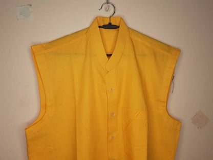 Organic Cotton Yellow Tibetan Buddhist Monk Yellow Shirt,Monk Blouse,Buddhist Monk Shirt,Nun Meditation Top,Temple clothing,Spiritual fabric