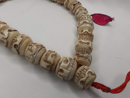 28 Large Handcarved Skull Yak Bone Beads,Bone Meditation Mala,bone necklace,Ethnic Bone Jewellery,Tibetan Buddhist Prayer Skull Bone Mala