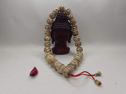 28 Large Handcarved Skull Yak Bone Beads,Bone Meditation Mala,bone necklace,Ethnic Bone Jewellery,Tibetan Buddhist Prayer Skull Bone Mala