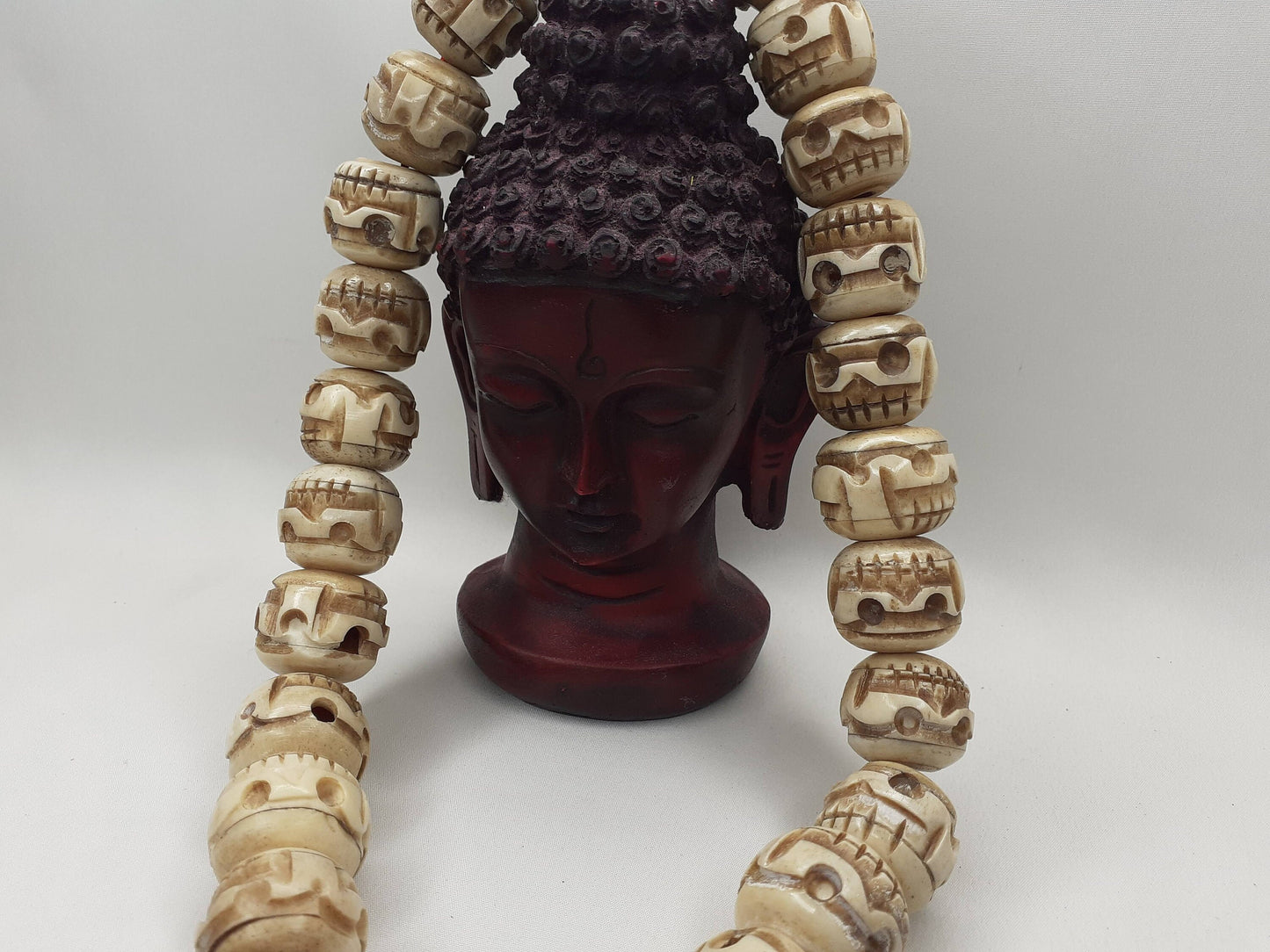 28 Large Handcarved Skull Yak Bone Beads,Bone Meditation Mala,bone necklace,Ethnic Bone Jewellery,Tibetan Buddhist Prayer Skull Bone Mala