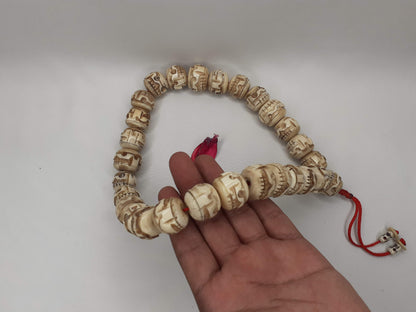 28 Large Handcarved Skull Yak Bone Beads,Bone Meditation Mala,bone necklace,Ethnic Bone Jewellery,Tibetan Buddhist Prayer Skull Bone Mala