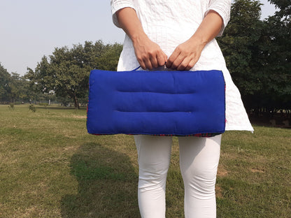 Handmade Portable And Foldable Floor Meditation Cushion with Bhutanese Fabric Border,Organic Cotton Meditation Yoga Posture Zen Cushion,