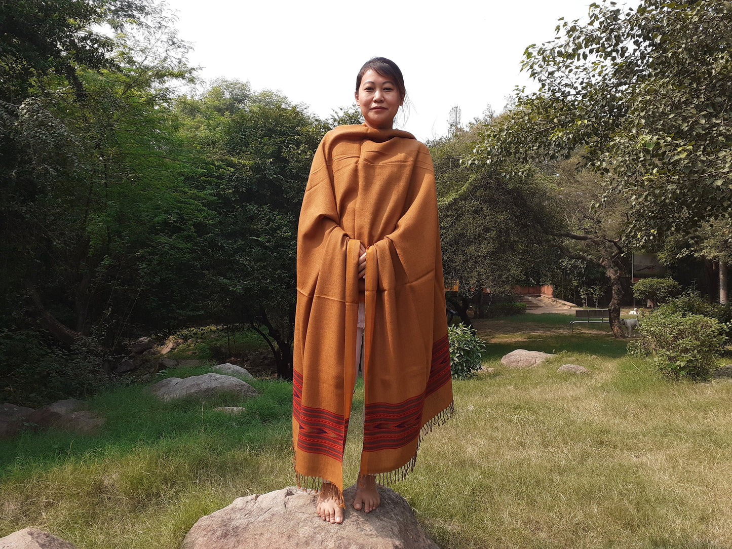 Mustard Yellow Handwoven Pure Himalayan Sheep Wool Meditation Shawl,Ethnic Indian  Blanket,Himalayan Wool Prayer Wrap,Kullu Shawl