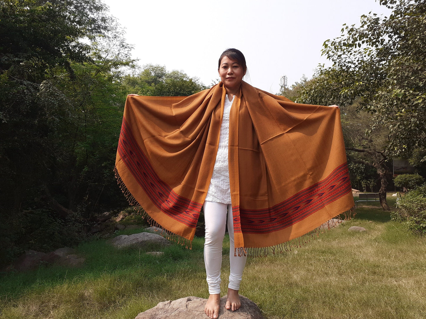 Mustard Yellow Handwoven Pure Himalayan Sheep Wool Meditation Shawl,Ethnic Indian  Blanket,Himalayan Wool Prayer Wrap,Kullu Shawl