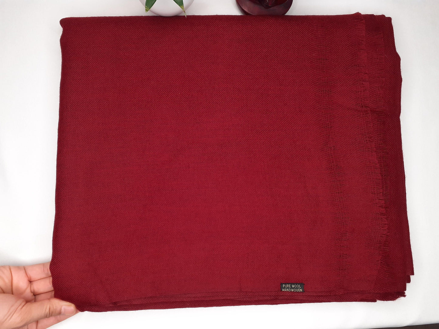 DALAI X-Large Handwoven Burgundy Buddhist Monk Himalayan Sheep Wool Meditation Shawl,Himalayan Prayer Blanket,Tibetan Buddhist Prayer Wrap