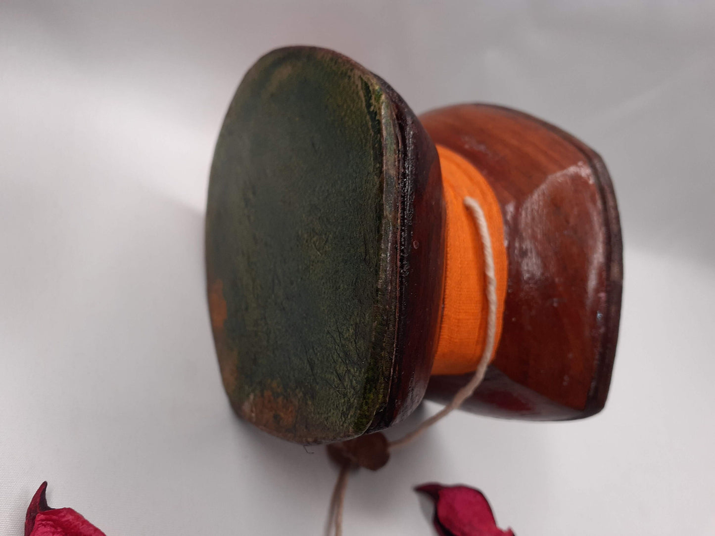 Vintage Handmade Small Traditional Tibetan Tantric Ritual Chod Damaru,Bawa Wood Buddhist Religious Drum,Ceremonial Spiritual MusicInstrument
