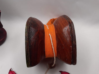 Vintage Handmade Small Traditional Tibetan Tantric Ritual Chod Damaru,Bawa Wood Buddhist Religious Drum,Ceremonial Spiritual MusicInstrument