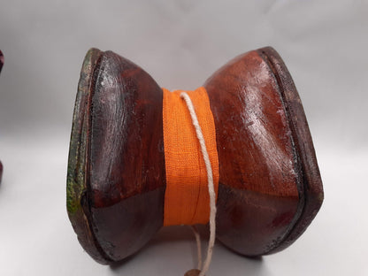 Vintage Handmade Small Traditional Tibetan Tantric Ritual Chod Damaru,Bawa Wood Buddhist Religious Drum,Ceremonial Spiritual MusicInstrument
