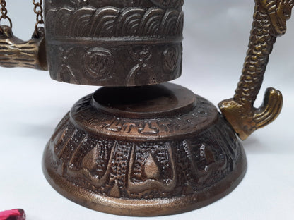 Vintage Tibetan Brass Bells, Buddha Design, Nepal Pure Handmade 7 metals (Vajra) for Meditation, Yoga Chakra blancing Sound healing Buddhism