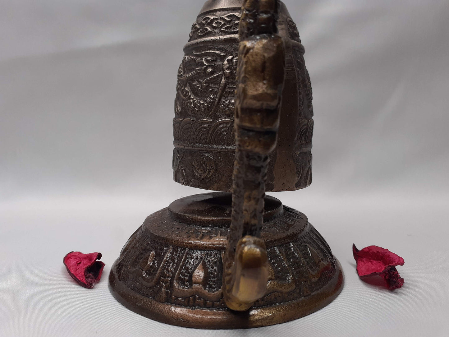 Vintage Tibetan Brass Bells, Buddha Design, Nepal Pure Handmade 7 metals (Vajra) for Meditation, Yoga Chakra blancing Sound healing Buddhism