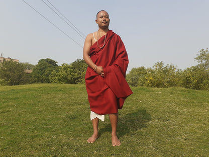DALAI X-Large Handwoven Burgundy Buddhist Monk Himalayan Sheep Wool Meditation Shawl,Himalayan Prayer Blanket,Tibetan Buddhist Prayer Wrap