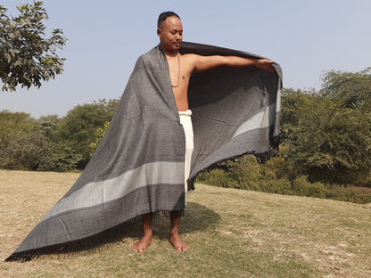 Handwoven Light Brown Pure Himalayan Sheep Wool Meditation Shawl,Himalayan Prayer Blanket,Kullu Shawl,Ethnic Indian Shawl,Wool Prayer Wrap