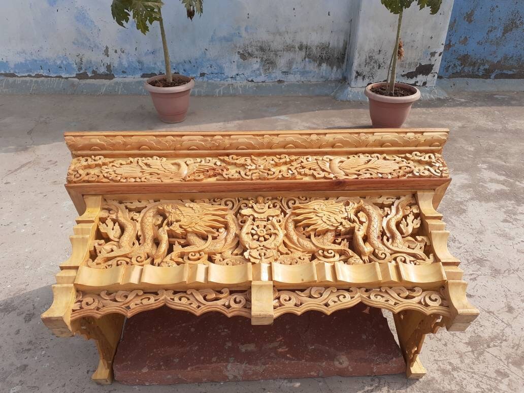 Dragon Handcarved Foldable Wooden Tibetan Buddhist Altar Tabl,Tibetan Alter Table,Buddhist Meditation Table,